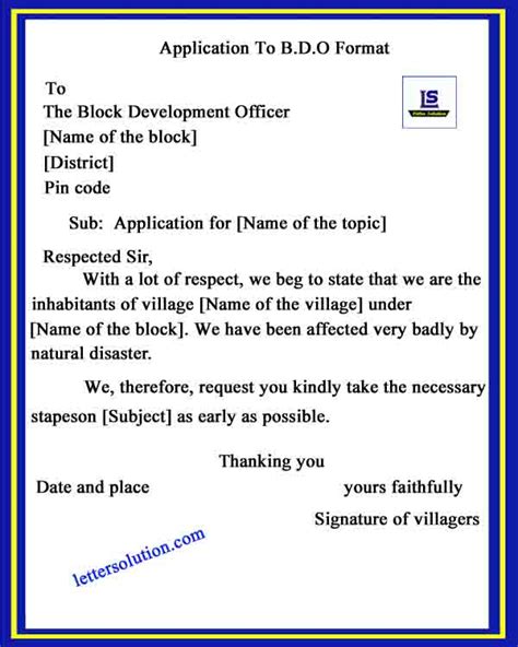 Application To B.D.O 7 Formats For All [Letter] .